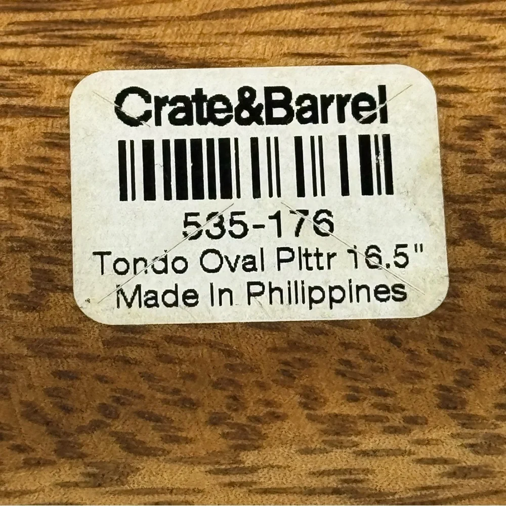 Crate & Barrel Tondo Oval Acacia Wood Serving Platter Trough 16.5